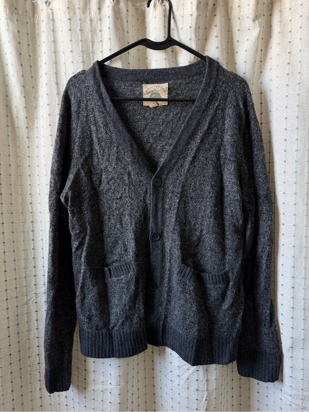 O’ Hanlon Mills Men's Dark Gray V-Neck Button Cardigan Sweater Wool Blend